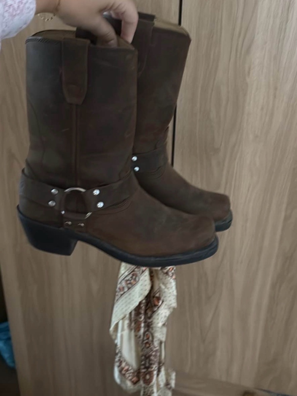 Durango Brown Leather Harness Cowboy Boots